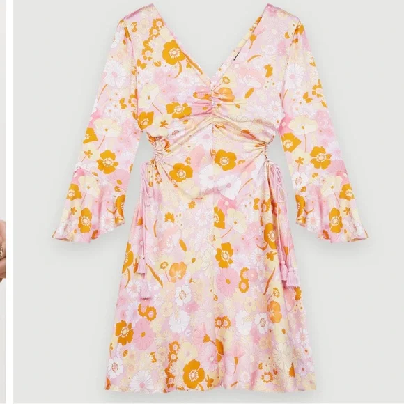 Maje flower power printed satin dress NWT SIZE 38 FR US 6 - Picture 2 of 14